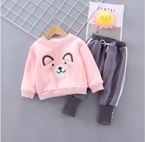 Winter Kids cloth Baby cartoon dog warm Clothing Sets