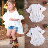 White Ruffled Cotton Outfits Top Dress